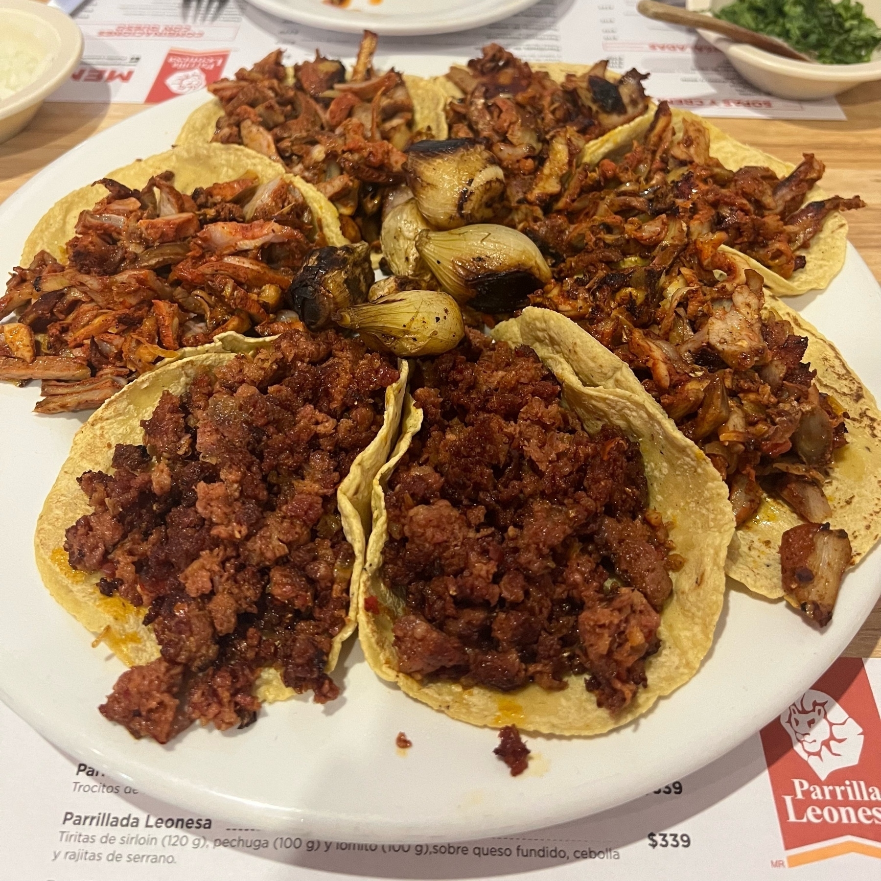 Overloaded tacos with al pastor and chorizo