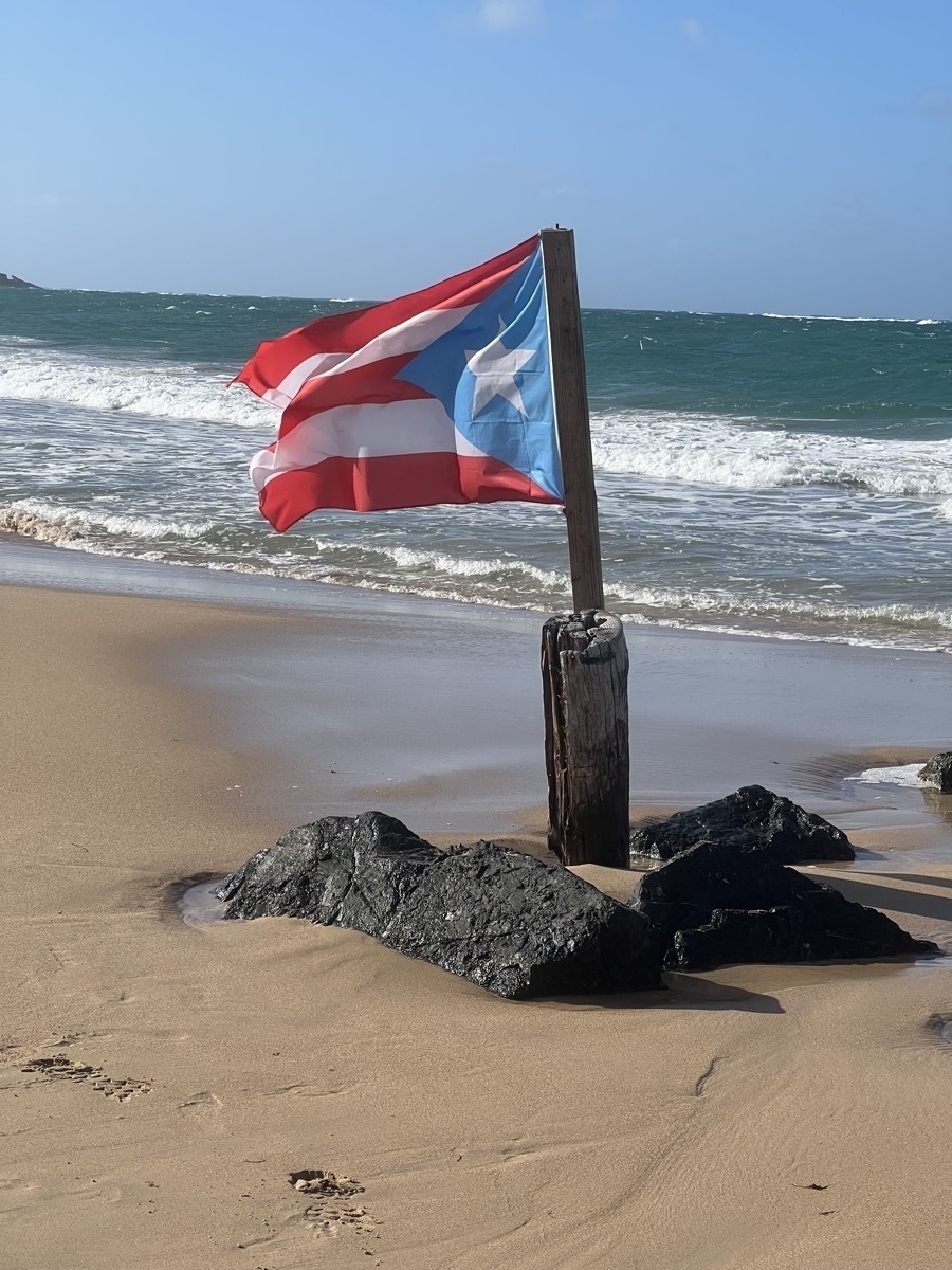 Puerto Rican flag on the beach