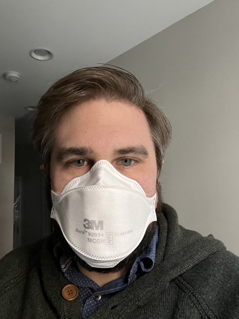 A photo of me with an N95 Aura mask on.